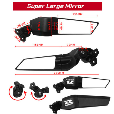 Skirta GSXR 600 750 1000 1300 YZF R6 R1 R25 R3 R125 R15 Kawasaki Ninja CBR1000RR CBR600RR motociklo priekinio sparno galinio vaizdo veidrodėliui