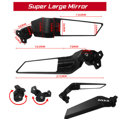 Skirta GSXR 600 750 1000 1300 YZF R6 R1 R25 R3 R125 R15 Kawasaki Ninja CBR1000RR CBR600RR motociklo priekinio sparno galinio vaizdo veidrodėliui