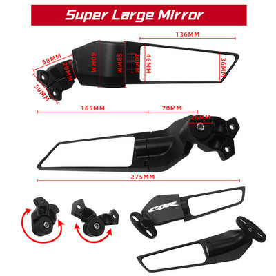 Skirta GSXR 600 750 1000 1300 YZF R6 R1 R25 R3 R125 R15 Kawasaki Ninja CBR1000RR CBR600RR motociklo priekinio sparno galinio vaizdo veidrodėliui