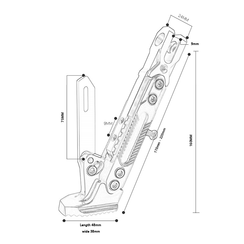 Nastaviteľná kovová CNC konzola na nohy motocykla USER-X, bočná konzola na kopanie, odolná konzola odolná voči korózii, stojan na motocykel