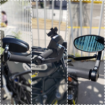 Μπάρα χειρολαβής μοτοσικλέτας από αλουμίνιο CNC στο τέλος Πίσω όψη Πλαϊνοί καθρέφτες Μπλε κυρτό γυαλί για Husqvarna Svartpilen 401 250 701 2013 - 2021