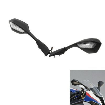 Мотоциклетни огледала за обратно виждане LED светлина за мигачи за BMW S1000RR 2019-2022 2020 2021 Черен ляв десен
