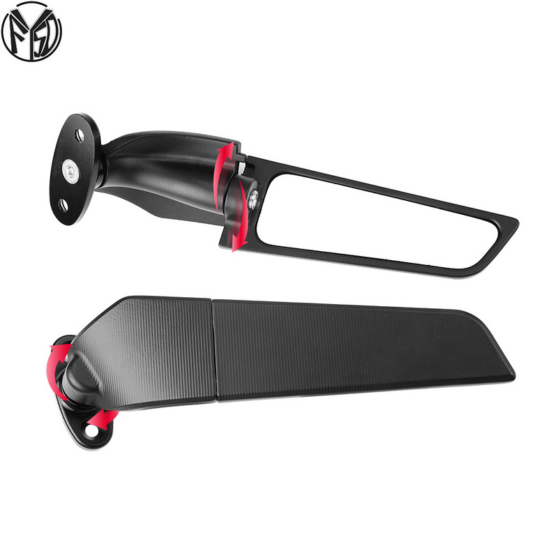 Upravené motocyklové 2-dielne spätné zrkadlá, nastaviteľné otočné bočné zrkadlá s vetracím krídlom pre KAWASAKI NINJA 250 300 400 650 H2 H4