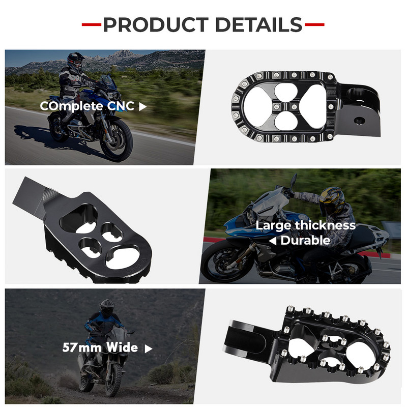 Stúpačky pre motocykle, opierka na nohy pre BMW R1200GS Adventure F800GS F750GS 2013-2015, pedále, šírka 57 mm, čierne príslušenstvo