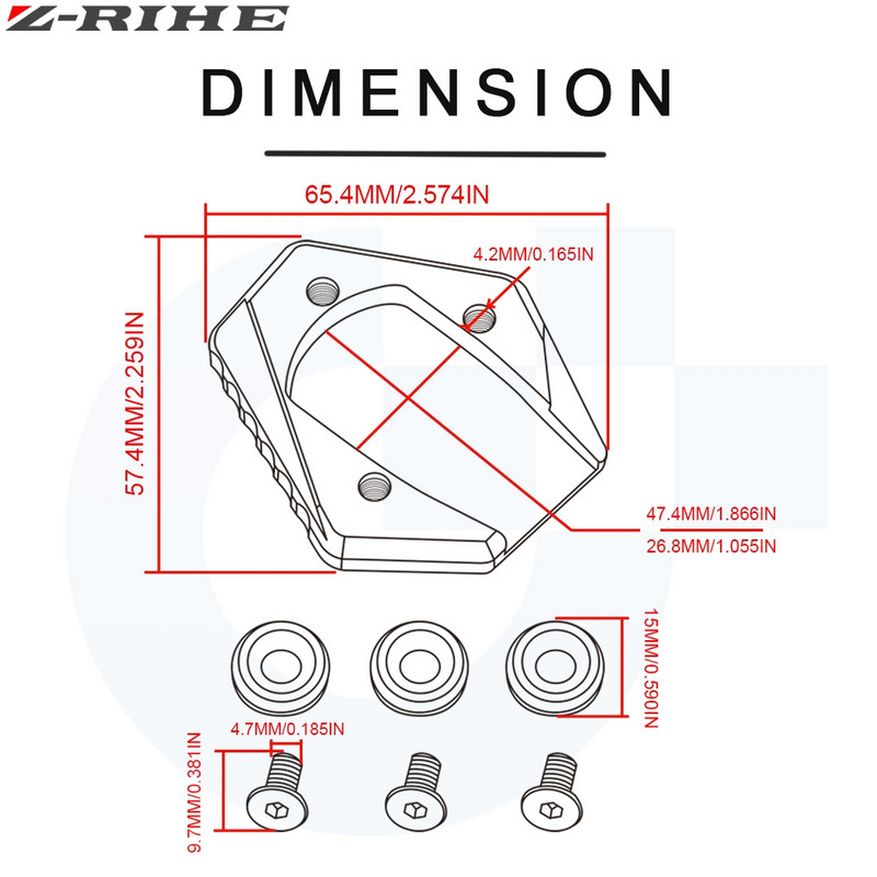 CNC mootorratta külgjalg Suurendage tugijala pikendusplaadi padi Honda Grom MSX125 MSX 125 MSX125SF MSX125 SF 2014 2015 2016 jaoks