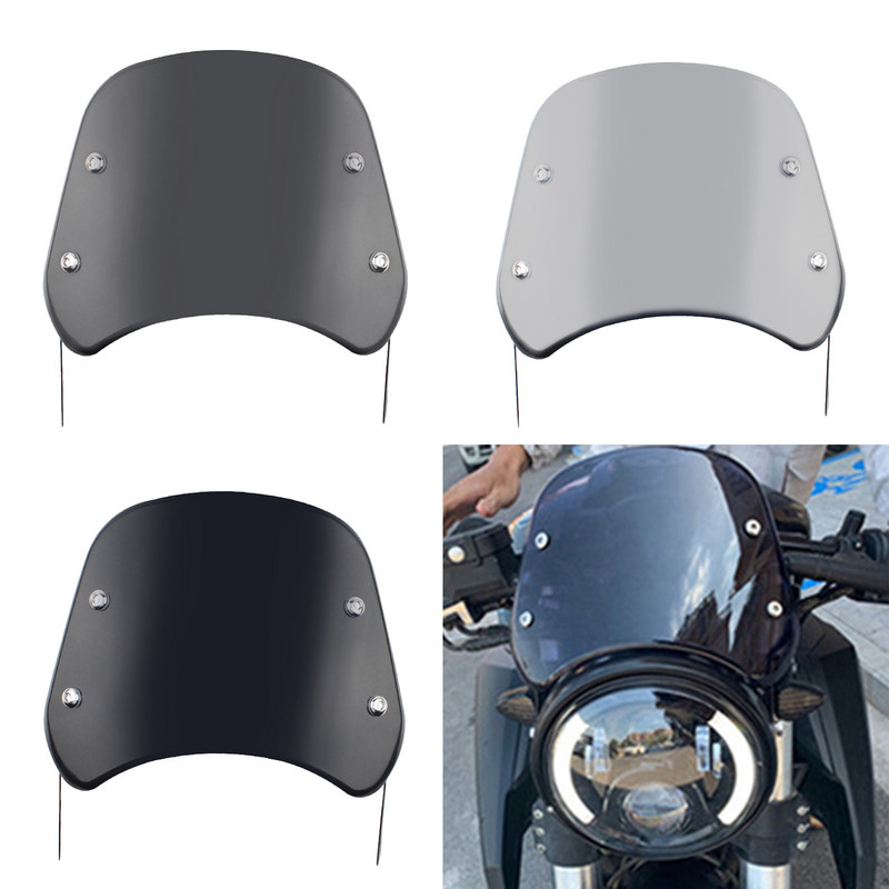 Предни 5-7" предни фарове за мотоциклети Предно стъкло Дефлектор за вятър Предно стъкло за мотоциклет Смяна