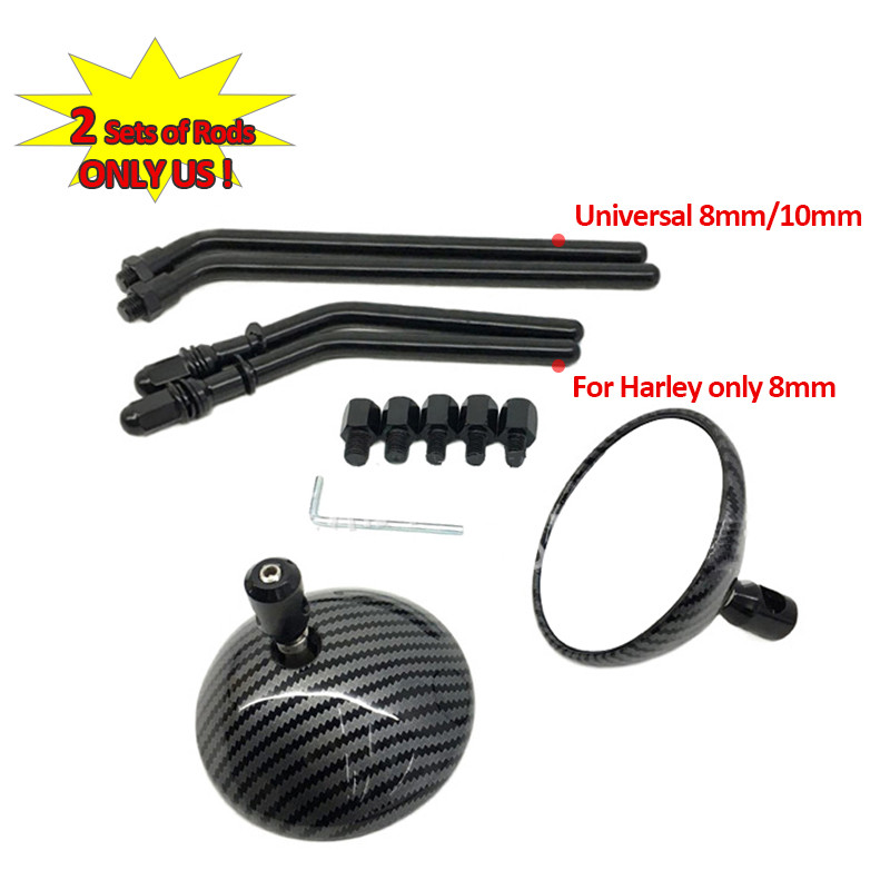 10 mm-es kerek motorkerékpár visszapillantó tükrök fekete Retro Cafe Racer oldalsó tükör a diadalhoz bonneville harley davidson 883 touring