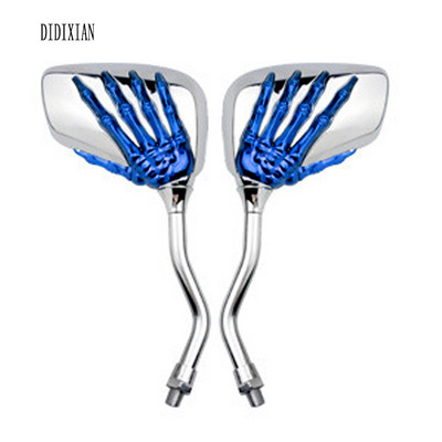 2 komada univerzalnog retrovizora za motocikle s vijkom od aluminijske legure 8 mm/10 mm, skuter, kostur, lubanja, ručna ugradnja sa strane motocikla