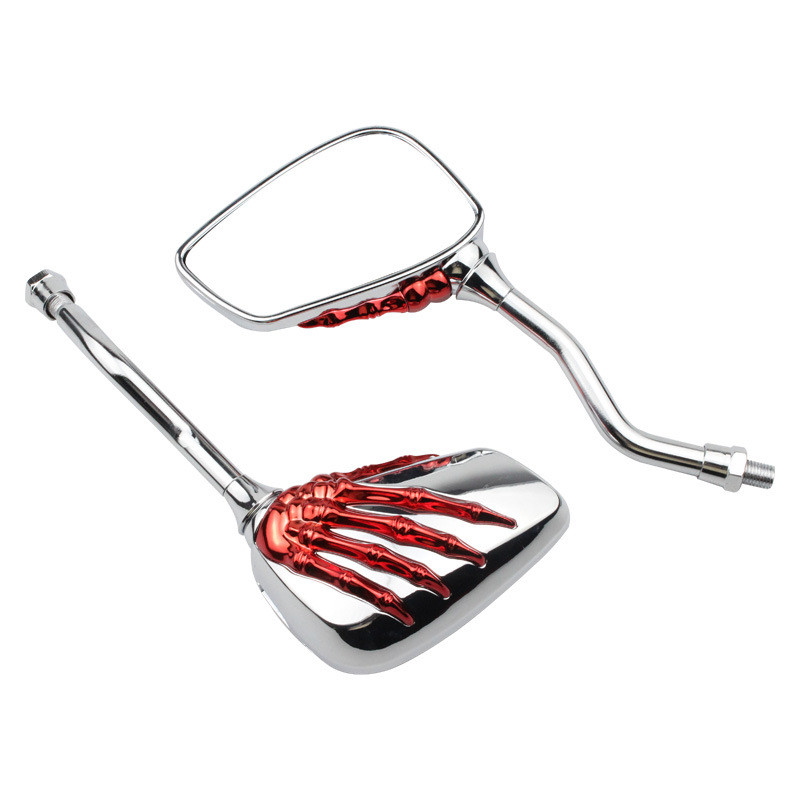 2 komada univerzalnog retrovizora za motocikle s vijkom od aluminijske legure 8 mm/10 mm, skuter, kostur, lubanja, ručna ugradnja sa strane motocikla