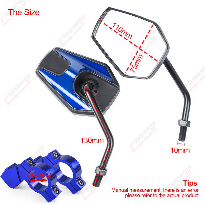 Elektromos robogó visszapillantó tükrök univerzális 7/8 hüvelykes kormányrúd tükrök motorkerékpár oldalsó tükrök kerékpár E-bike ATV Mopedhez