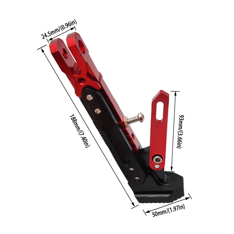 Motorkerékpár állvány CNC alumínium, hat fokozatban állítható magasságú oldalsó állvány Állítható magas tartású, módosított robogó oldalsó állvány