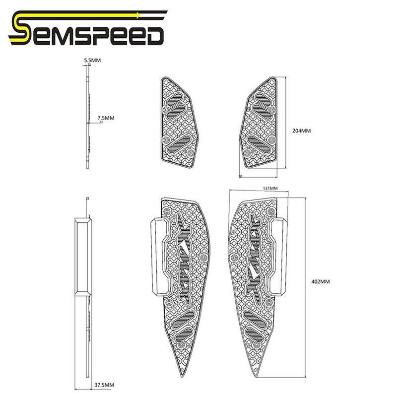 SEMSPEED XMAX Módosított CNC motorkerékpár lábtartó lábpedállemez szőnyegek lábbetétek Yamaha XMAX 250 300 400 2017-2018 2019 2020
