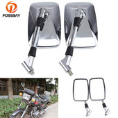 POSSBAY Chrome motociklo veidrodinis paspirtukas, galinis šoninis vaizdas Cafe Racer, skirtas Harley Honda Suzuki Yamaha Moto motociklų veidrodžiams