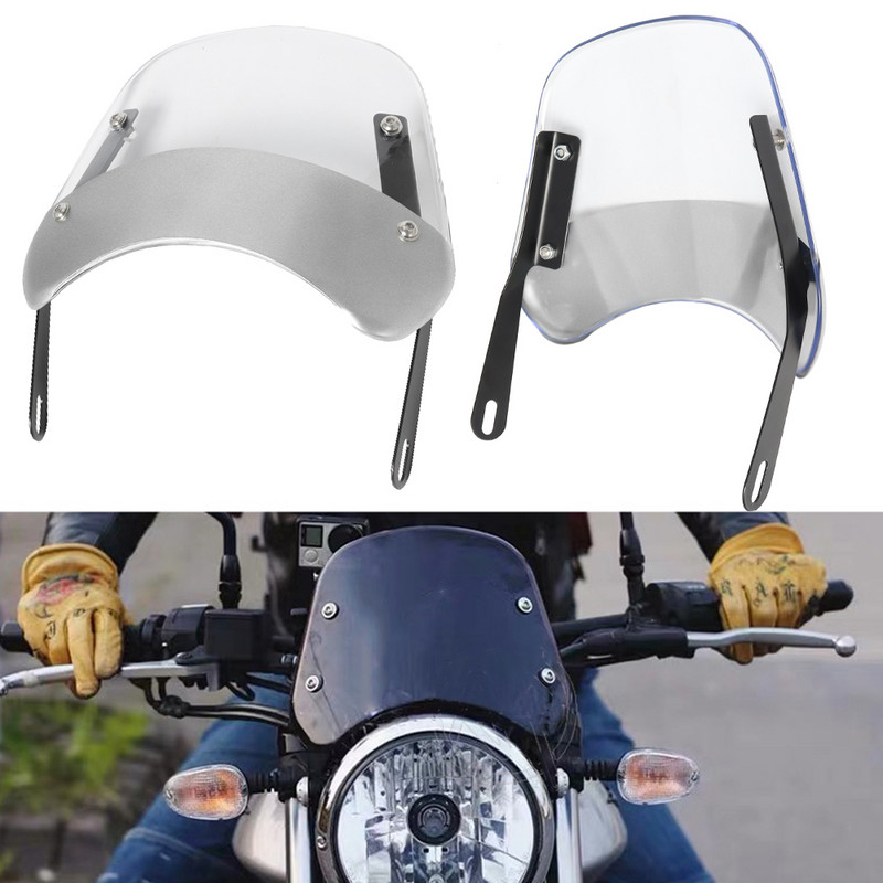 Retro motorkerékpár 5"-7" fényszóró szélvédő szélterelő szélvédő univerzális Harley Honda Yamaha műszerellenzőhöz