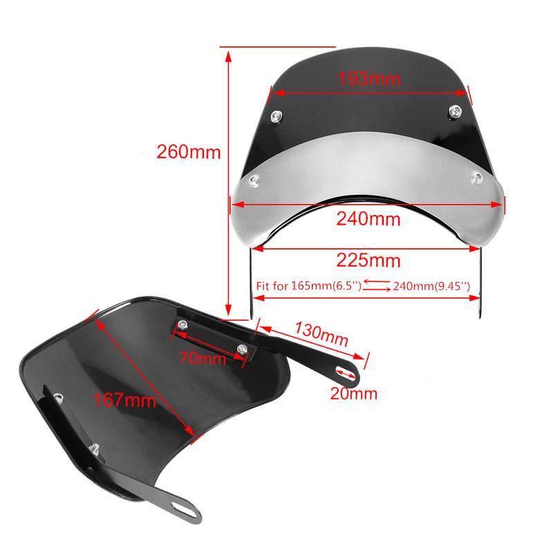 Retro motorkerékpár 5"-7" fényszóró szélvédő szélterelő szélvédő univerzális Harley Honda Yamaha műszerellenzőhöz
