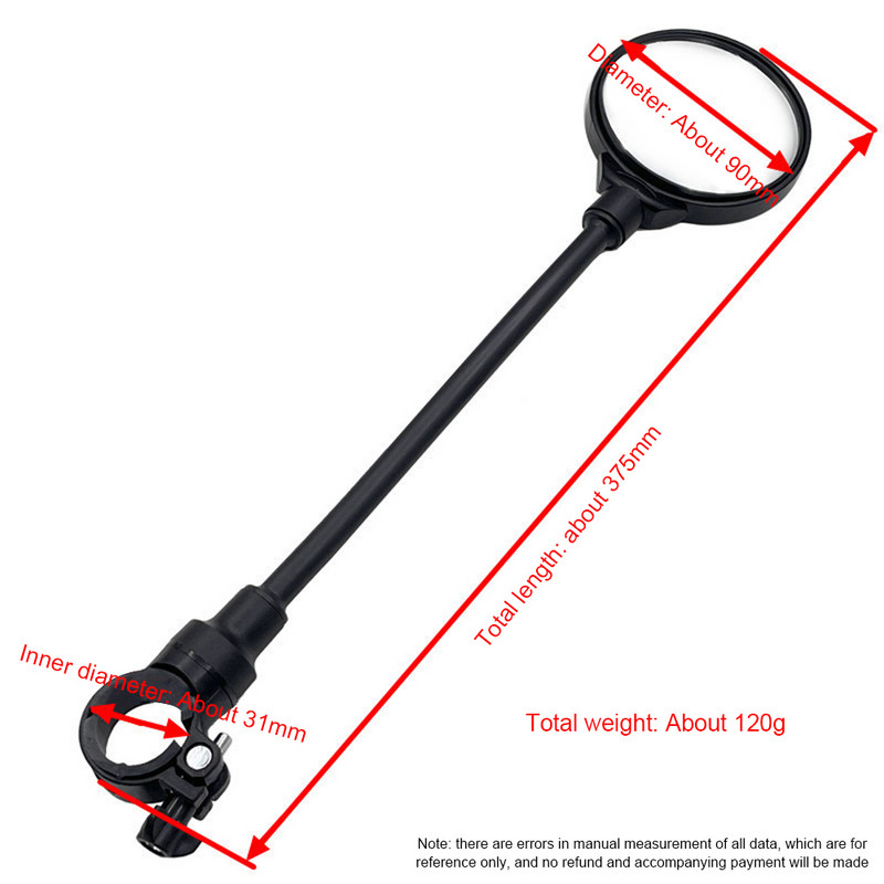 Hosszú kerékpáros visszapillantó kormány tükrök 360°-ban hegyi országúti kerékpárokhoz, motorkerékpárokhoz, hajlítható tömlőhöz állítható visszapillantó tükör
