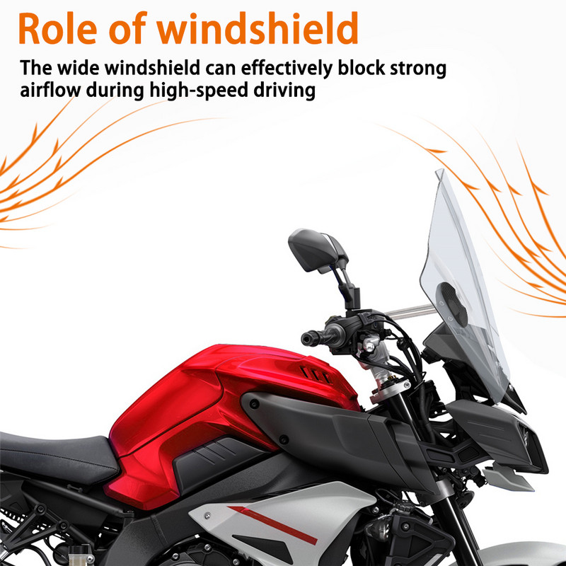 Univerzálne čelné sklo pre Suzuki DR650SE, Yamaha XTZ-150 YS250 XV 250 XJR 1200 1300, Honda CMX500 CB600 VTX1800C