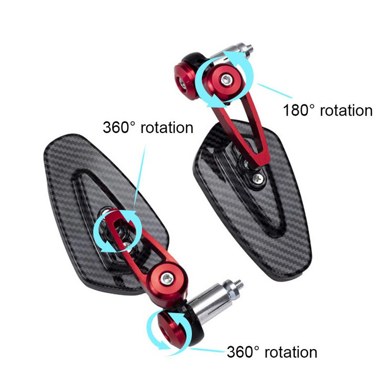 Motociklo galinio vaizdo veidrodžio anglies pluošto rašto vairo veidrodėlis modifikuotas apverstas galinio veidrodžio motociklo priedai 2022 m. Nauja