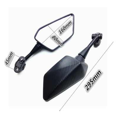 Karbónové motocyklové zrkadlo, pretekárske motocykle, športové spätné zrkadlá, puzdro na Kawasaki, Yamaha, Suzuki, Honda