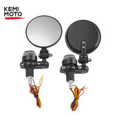 Motociklo veidrodinis vairas 7/8" 22 mm universalus aliuminis galinio vaizdo rankenos galo šoninis veidrodėlis su LED lempute, skirtas Cafe Racer MT