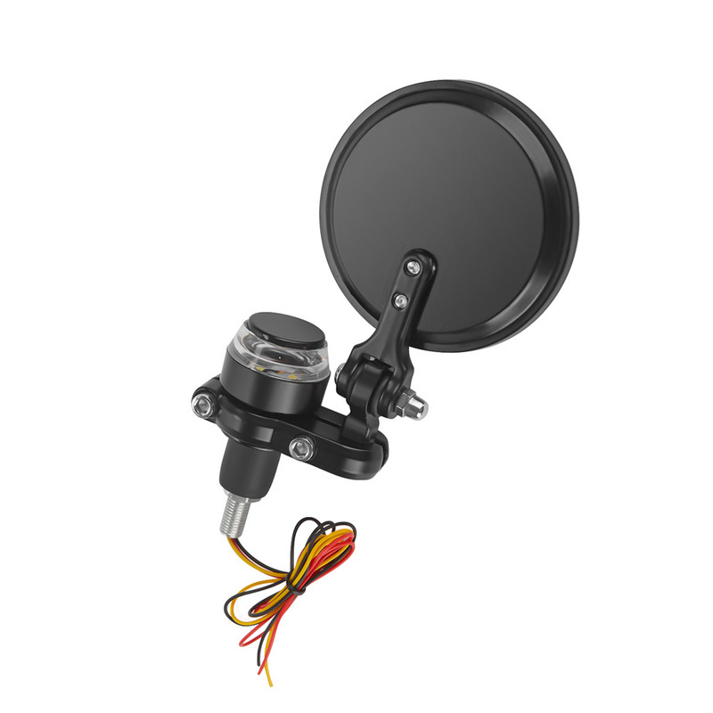 Motociklo veidrodinis vairas 7/8" 22 mm universalus aliuminis galinio vaizdo rankenos galo šoninis veidrodėlis su LED lempute, skirtas Cafe Racer MT