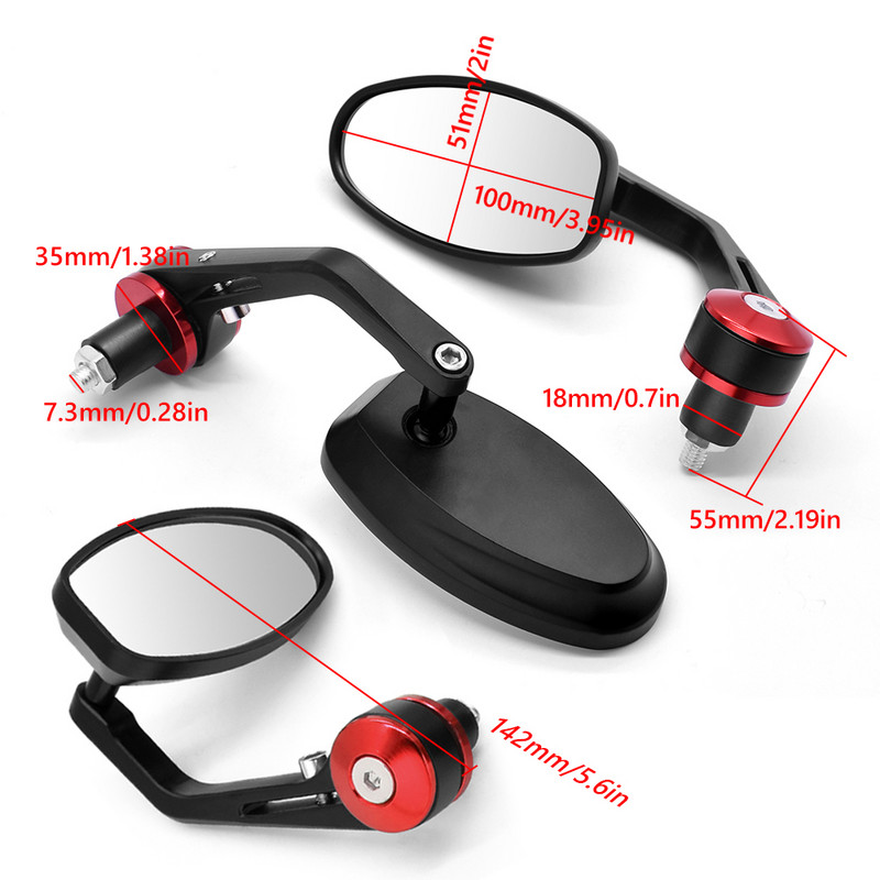 Motorkerékpár tükör fehér üveg kormányrúd vége visszapillantó oldalsó tükör KAWASAKI Z900 Z650 Z800 NINJA 250 300R 300 Z250 Z300 250R-hez