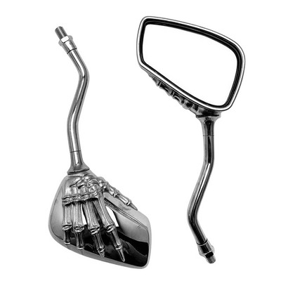 1 pora motociklo veidrodžių skeleto rankinio galinio vaizdo šono 10 mm 8 mm sriegio motociklo chromo kaukolės stiliaus rankinio nagų šono