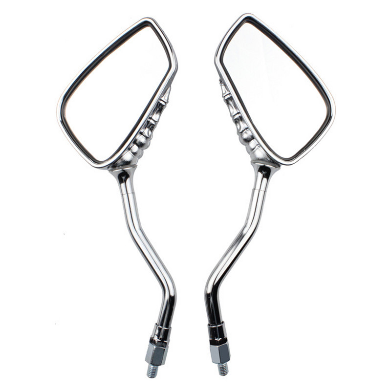 1 pora motociklo veidrodžių skeleto rankinio galinio vaizdo šono 10 mm 8 mm sriegio motociklo chromo kaukolės stiliaus rankinio nagų šono