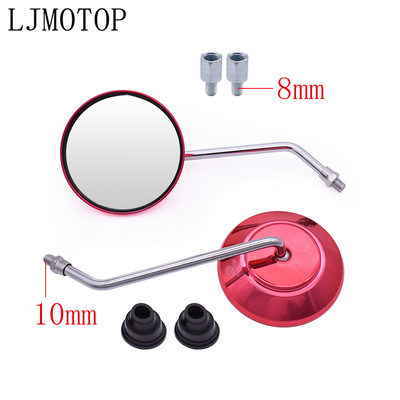 Egy pár kör motoros tükör visszapillantó tükrök motorkerékpárokhoz E-bike Honda Scooter Kawasaki Suzuki Yamaha Aprilia 10mm 8mm