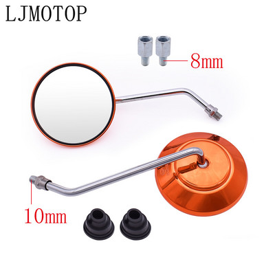 Egy pár kör motoros tükör visszapillantó tükrök motorkerékpárokhoz E-bike Honda Scooter Kawasaki Suzuki Yamaha Aprilia 10mm 8mm