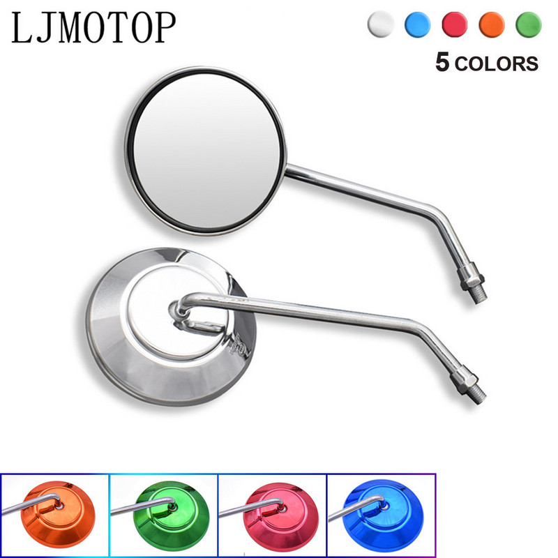 Egy pár kör motoros tükör visszapillantó tükrök motorkerékpárokhoz E-bike Honda Scooter Kawasaki Suzuki Yamaha Aprilia 10mm 8mm