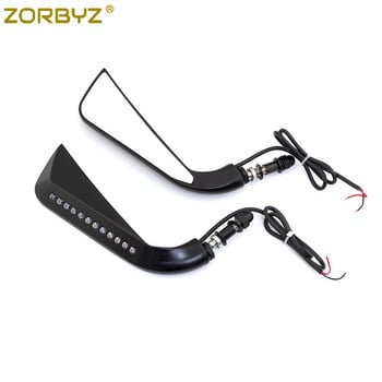 ZORBYZ Мотоциклет LED Sickle Странично огледало за обратно виждане с течаща вода Мигач за Harley Sportster Softail Dyna Electra Glide