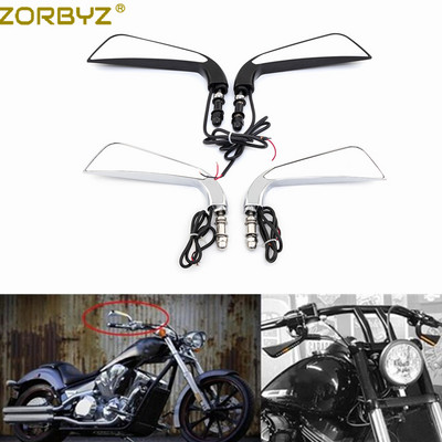 ZORBYZ mootorratta LED sirp tahavaate külgpeegel voolava veega suunatulega Harley Sportster Softail Dyna Electra Glide jaoks