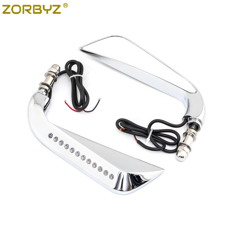 ZORBYZ motorkerékpár LED-es sarlós visszapillantó oldalsó tükör folyó víz irányjelzővel Harley Sportster Softail Dyna Electra Glide-hoz
