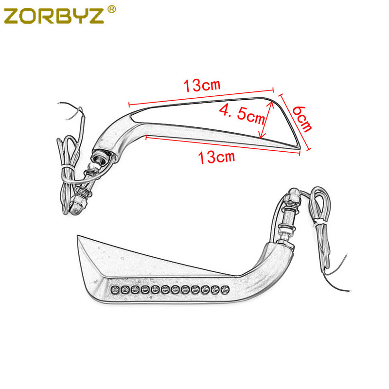 ZORBYZ motorkerékpár LED-es sarlós visszapillantó oldalsó tükör folyó víz irányjelzővel Harley Sportster Softail Dyna Electra Glide-hoz