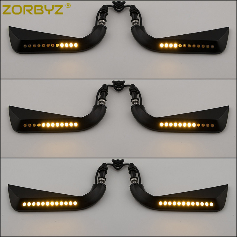 ZORBYZ motorkerékpár LED-es sarlós visszapillantó oldalsó tükör folyó víz irányjelzővel Harley Sportster Softail Dyna Electra Glide-hoz