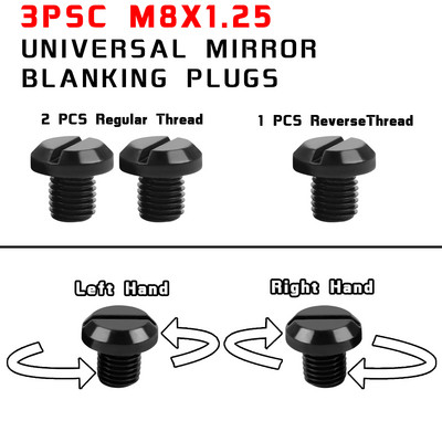 3 ks M8*1,25 Univerzálne CNC spätné zrkadlá, skrutky, kryty, skrutky pre Kawasaki Z400 Z650 Z750 Z800 Z900 Z1000/SX