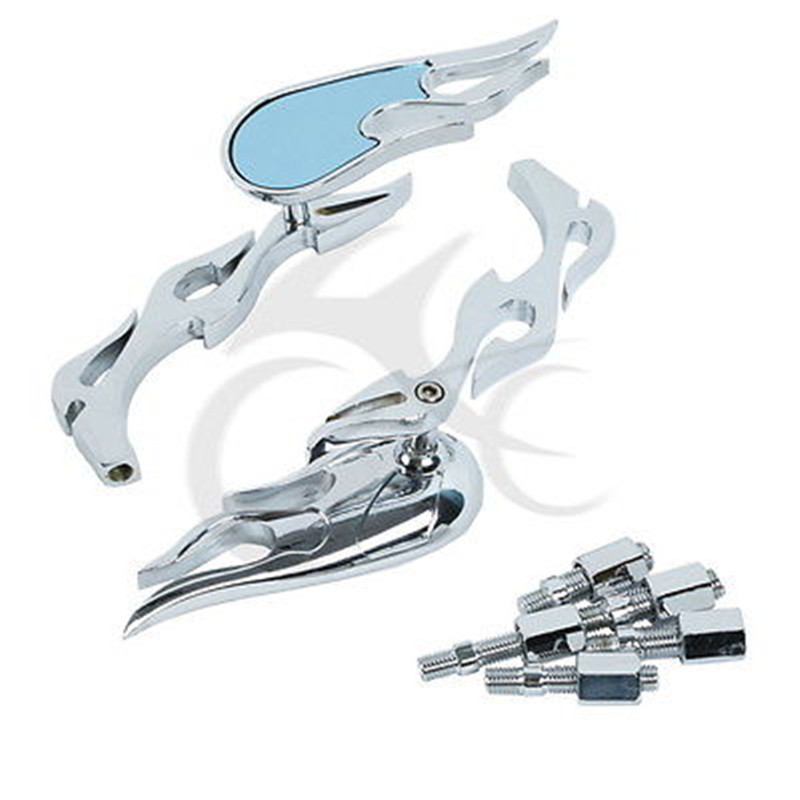 Motorkerékpár univerzális króm egyedi lángos visszapillantó tükrök Kawasaki Honda Suzuki Kawasaki Ducati BMW VT VTX utcai kerékpárhoz