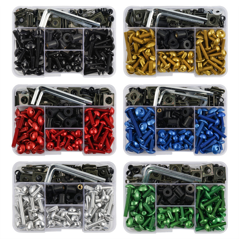 190 vnt. pilno sandarinimo varžtų varžtas, skirtas Kawasaki ZX6R ZX7R ZX9R ZX10R ZX12R ZX14R Versys 650 Ninja 650R 1000 Z750 Z1000 ZZR600