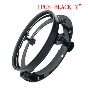 7-palcový čierny/chrómový okrúhly adaptér pre LED svetlomety, montážny krúžok pre Touring Softail FLD