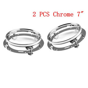 7-palcový čierny/chrómový okrúhly adaptér pre LED svetlomety, montážny krúžok pre Touring Softail FLD