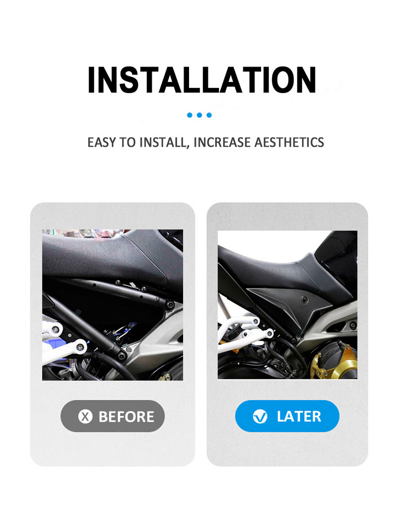 Kryt bočných panelov z uhlíkových vlákien, kryt kapotáže pre Yamaha MT-09 FZ 09 MT09 FZ09 MT 09 2014 2015 2016 2017 2018 2019 20