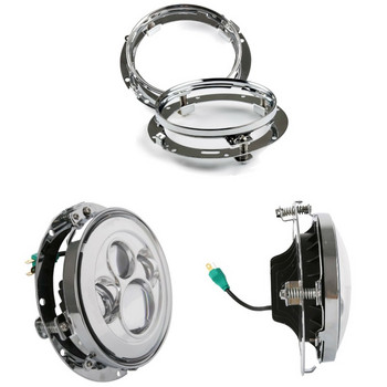 7-инчов черен/хром кръгъл LED адаптер за монтажен пръстен за адаптер за фарове за Touring Softail FLD