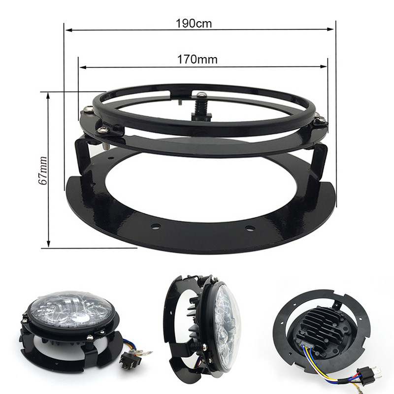 5 3/4"-es fényszóró tartógyűrű 5,75"-es kerek LED-es fényszóróhoz, motorkerékpárhoz Rozsdamentes acél motorkerékpár-tartozékok.