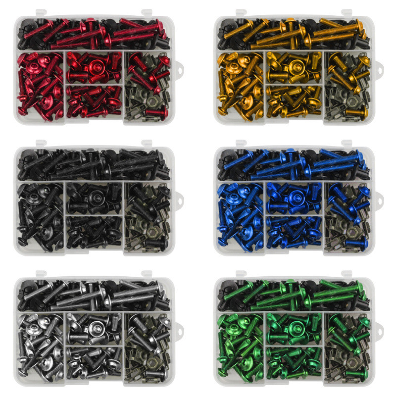 190 vnt. pilno sandarinimo varžtų varžtas, skirtas Kawasaki ZX6R ZX7R ZX9R ZX10R ZX12R ZX14R Versys 650 Ninja 650R 1000 Z750 Z1000 ZZR600