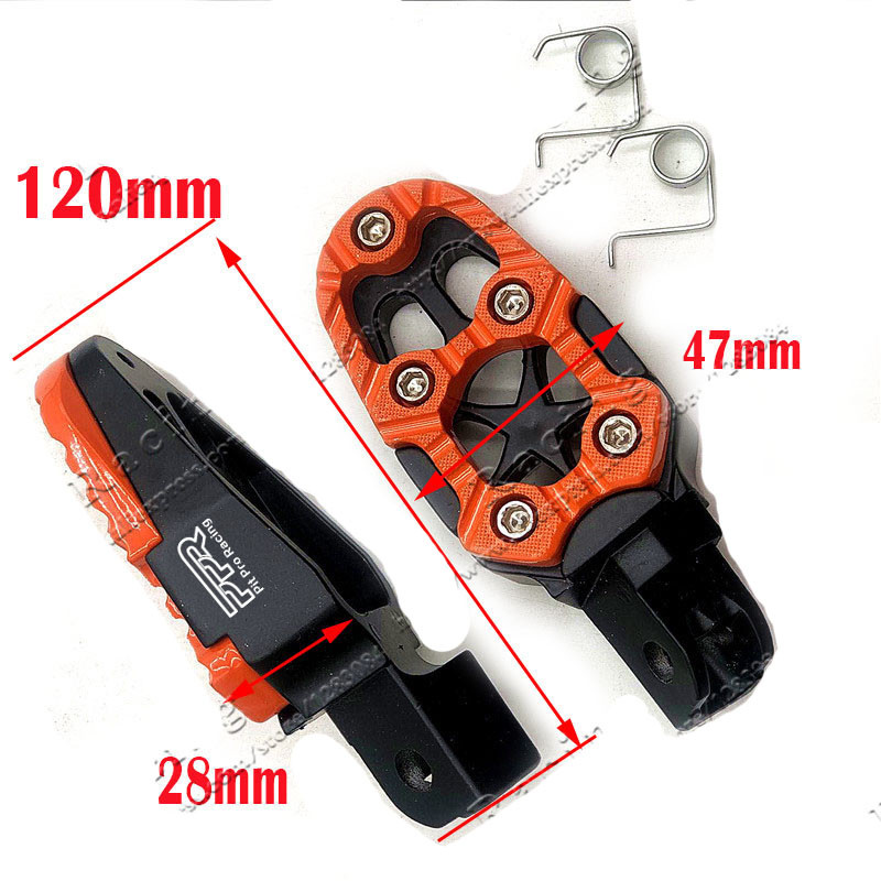 1 paar universaalseid 8 mm metallist mootorratta jalapulgad, pedaalid, vedruga jalatoed poriratta jaoks