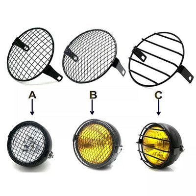 Protector universal pentru faruri vintage pentru motociclete de 7 inchi. Capac pentru lămpi cu lumină pentru grătar, abajur din plasă metalică modificată
