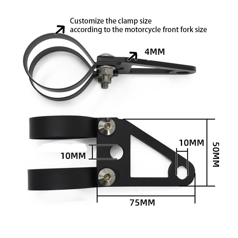 Testreszabott 27-60 mm-es univerzális alumínium és rozsdamentes acél fényszóró beállító tartó fényszóró rögzítő tartó retro motorkerékpárhoz