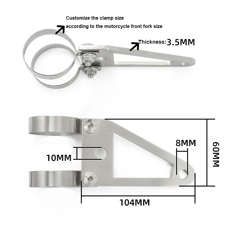 Testreszabott 27-60 mm-es univerzális alumínium és rozsdamentes acél fényszóró beállító tartó fényszóró rögzítő tartó retro motorkerékpárhoz