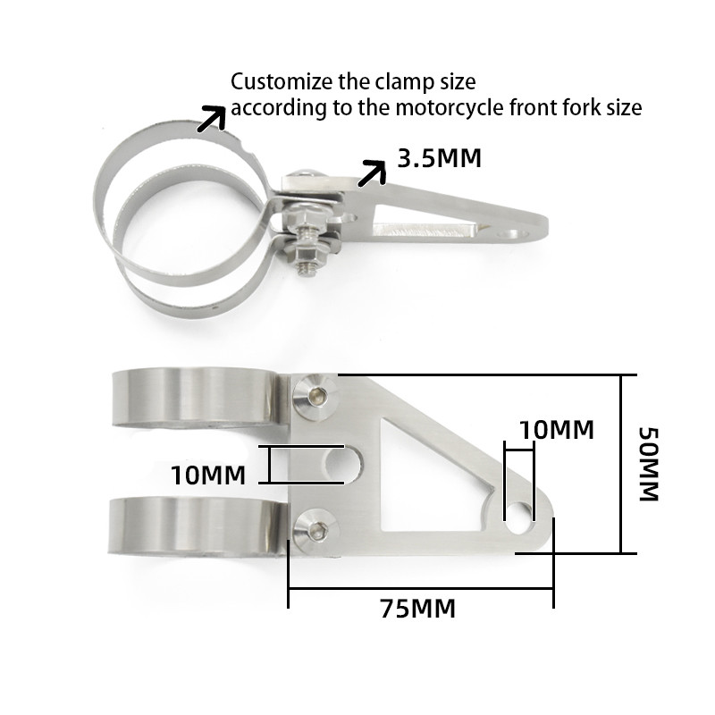 Testreszabott 27-60 mm-es univerzális alumínium és rozsdamentes acél fényszóró beállító tartó fényszóró rögzítő tartó retro motorkerékpárhoz